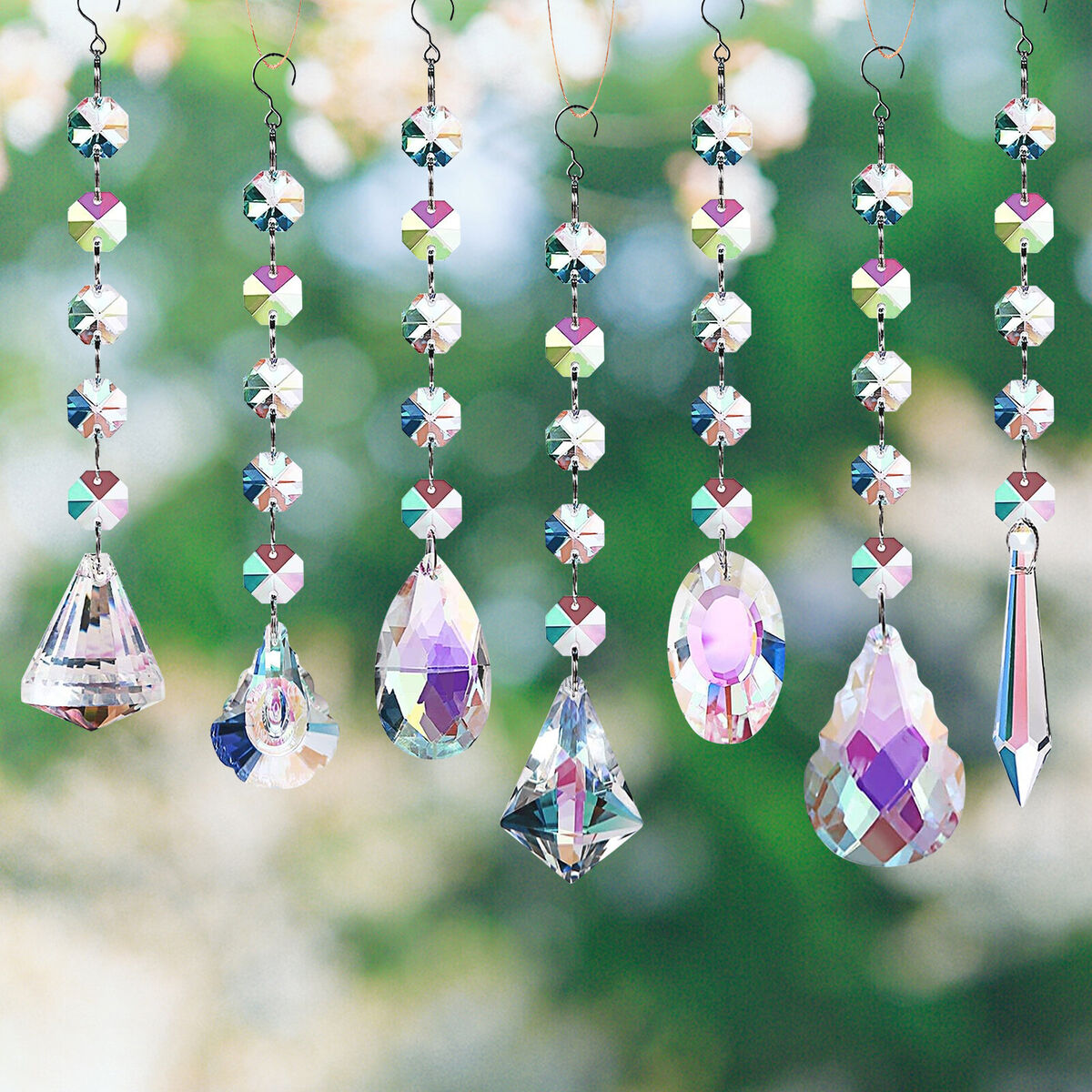 Crystal Ornaments - Rainbow Maker 7 Pack Prisms Glass Bead Window Pendant