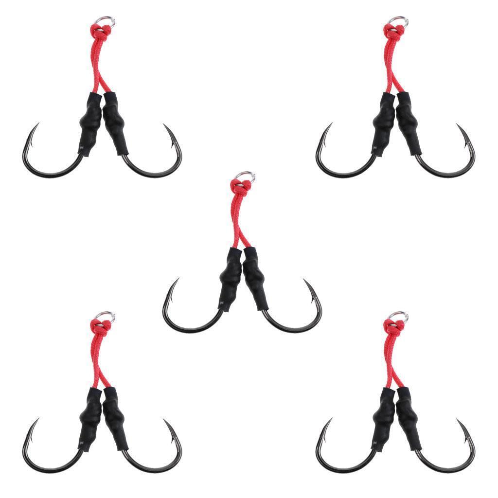 5Pcs Saltwater Jigging Dual Assist Hook 5/0# Offshore Deep Sea Fishing Hooks