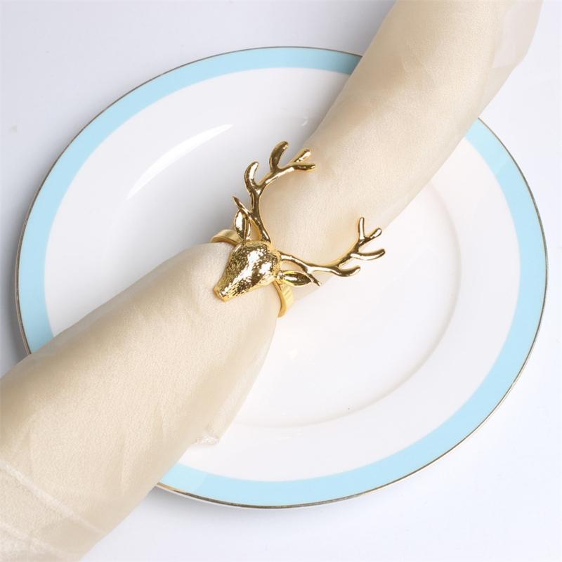 6 Pieces Simple Deer Head Napkin Ring Buckle Holder Home Hotel Wedding Party