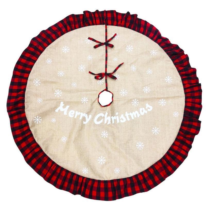 Christmas Tree Skirt Red and Black Buffalo Check Plaid Tree Skirt with Snowflake