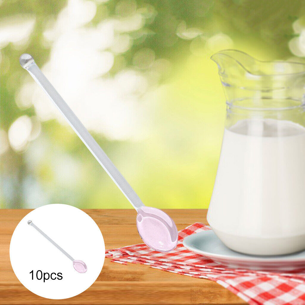 10x Glass Teaspoons Dishwasher Safe Stirring Spoon for Stirring Coffee Bar Pink