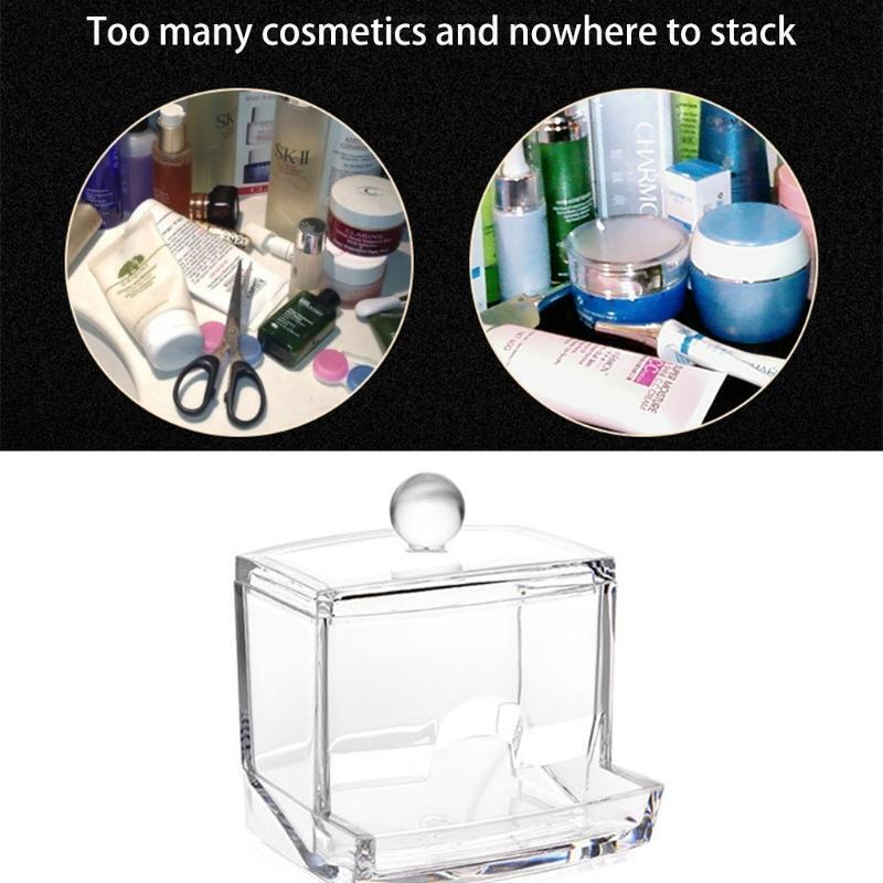 Acrylic Makeup Organizer Cotton Swabs Qtip Container Cosmetic Makeup Pad Storage