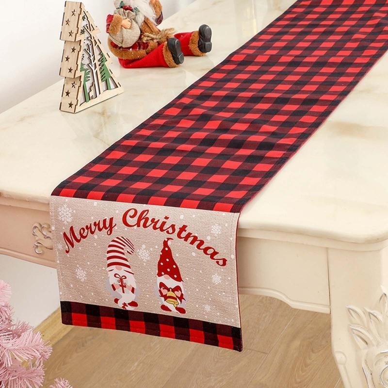 Christmas Table Runner Line Cloth Plaid Table Cloth Xmas Festival Holiday Party