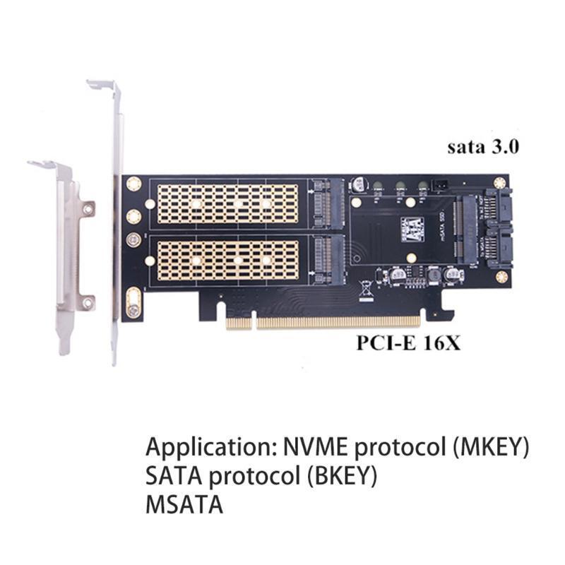 3 in 1 M.2 and mSATA SSD Adapter Card for M.2 NVME SSD to PCIE Adapter