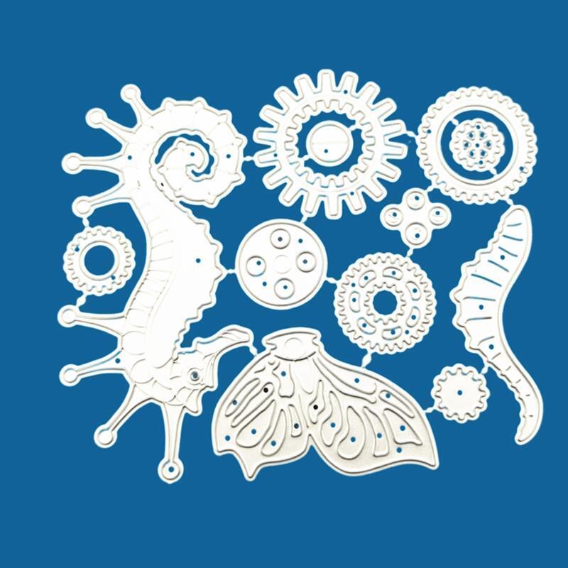 Gear Flying Seahorse Metal Cutting Dies Stencil Scrapbooking DIY Album Embossing