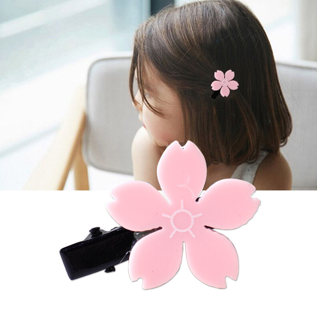 2X Sweet Pink Sakura Flower Hairpin Hair Clip Accessory Headdress Baby Gift Li