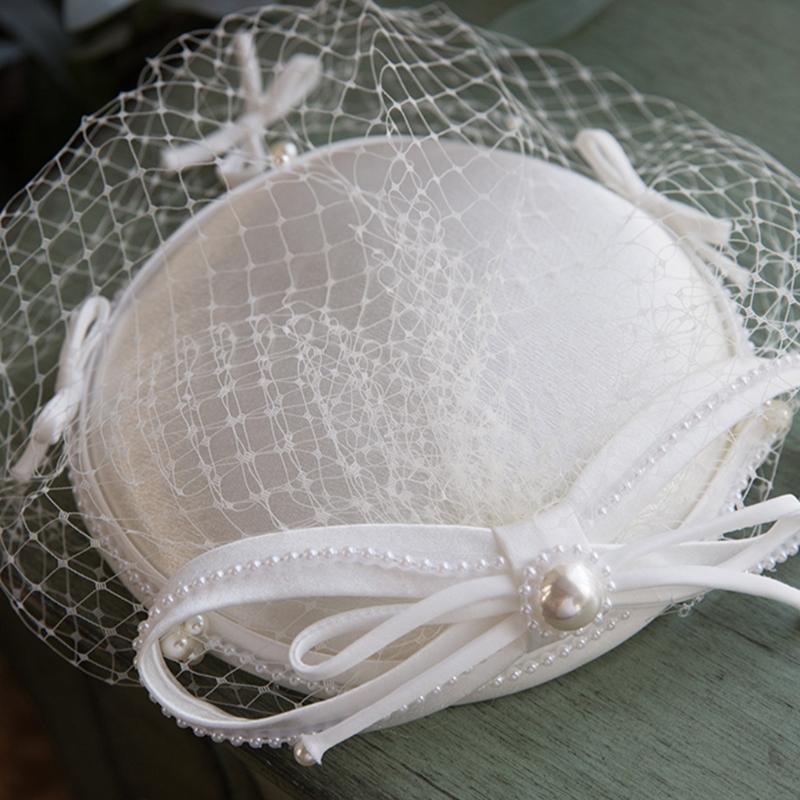 Mini Elegant Veil Fascinator Hats with Bow Short Lace Fit for Women and Girls