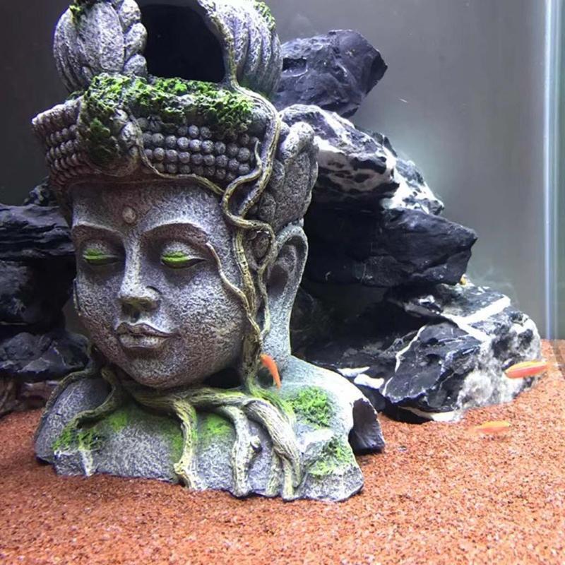 Classic Aquarium Decoration Bodhisattva Statue Fish Tank Shelter Cave for Betta