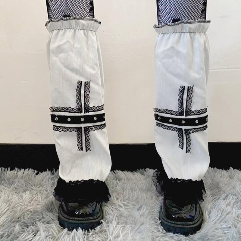 Gothic Cross Women Socks Sleeve Leg Warmers Foot Cover Thigh High Loose Stocking