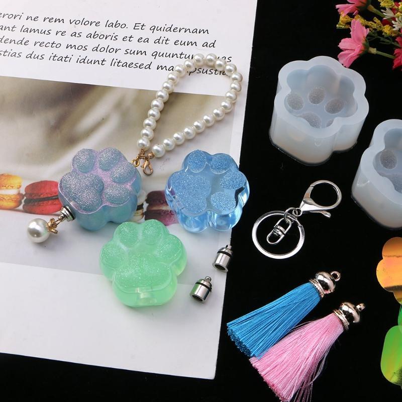 Diamond Cat Paw Lamp Silicone Mould with Lights Tassel Open Ring Claw Nails