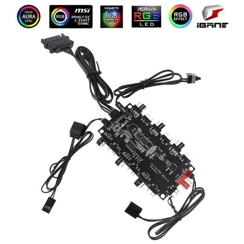 5V 3Pin  Wireless 5V RGB  2-in-1 PWM & ARGB Controller Hub 8 Ports 12V 4Pin Fan