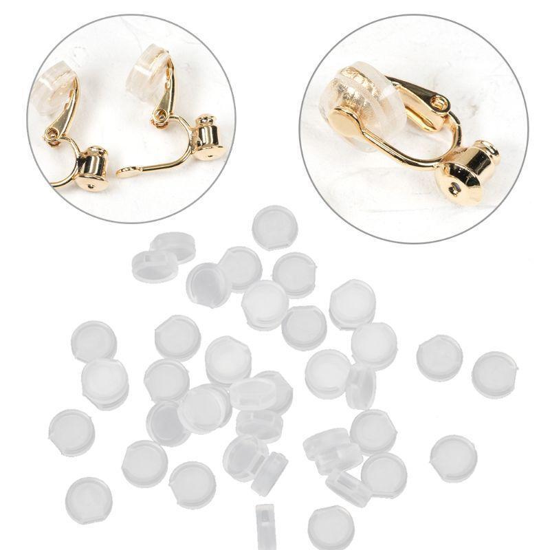 50Pcs Earring Pads Silicone Comfort Earring Cushions for Clips on Earrings Clear
