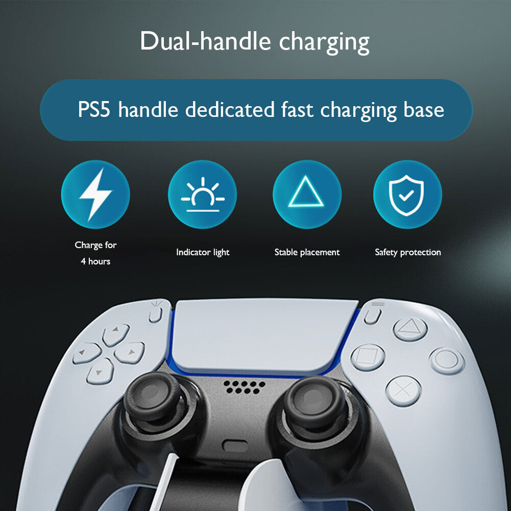 For DualSense Charger 2-Pin Contact Dual Controller Fast Charging Station