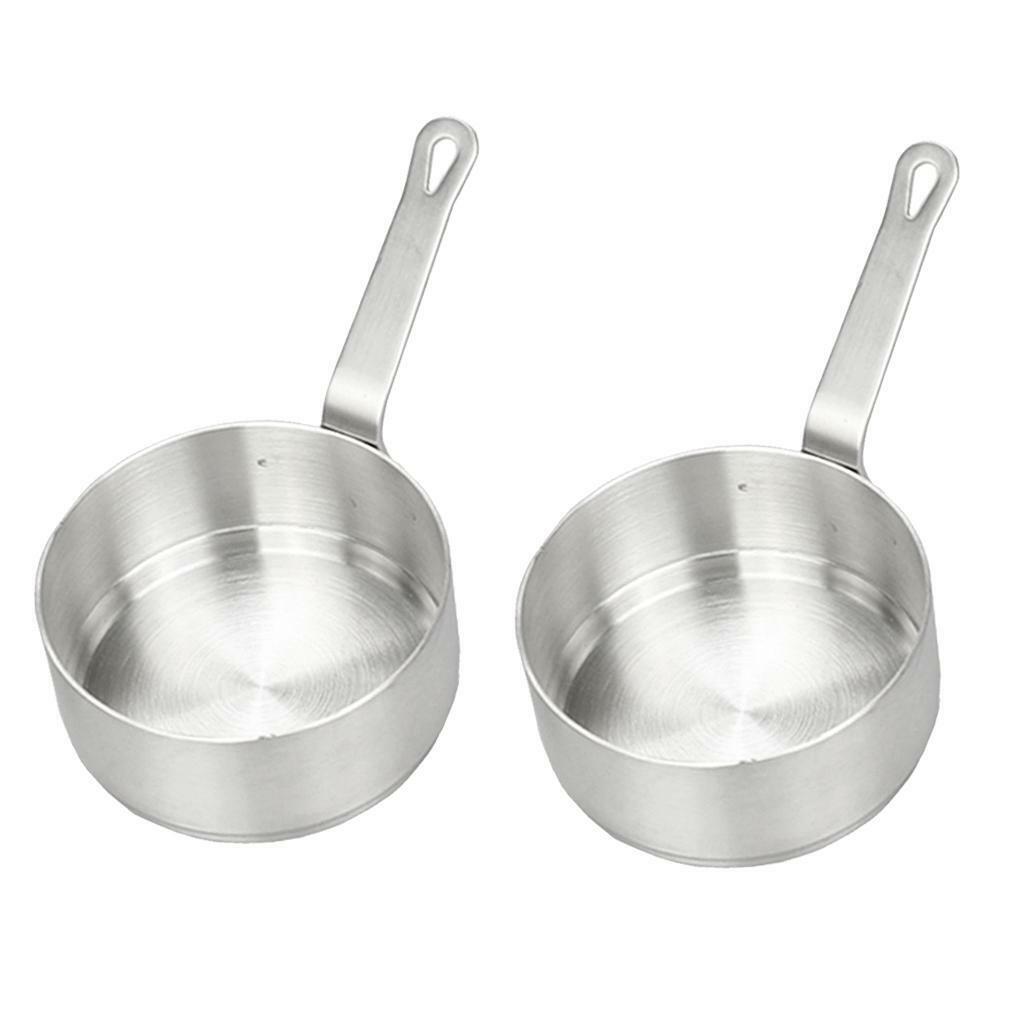 2 Pieces Stainless Steel Mini Sauce Pan Porridge Warmer Cookware 100ml