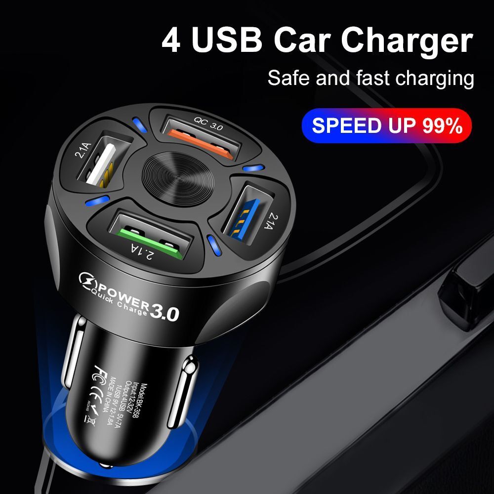 Fast Charge Car Quick Charger 4 USB Car Charger Dual USB Port QC3.0 Car Charger