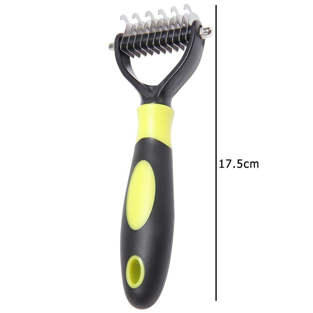 Pet Dog Hair Removal Brush Comb Shedding Rake Fur Grooming Tool (Yellow)