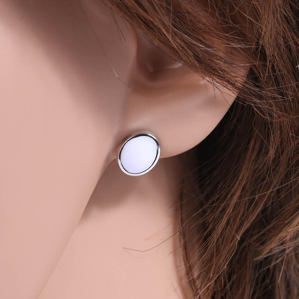 1 Box Women Small Rhinestones Earring Ear Studs Plastic Grass Moon Shape(3)