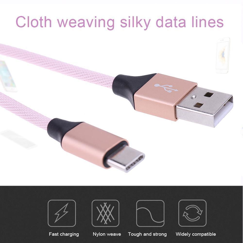 1M Type-C Aluminum Case Nylon Braided Charging Data Sync Cable(Pink)