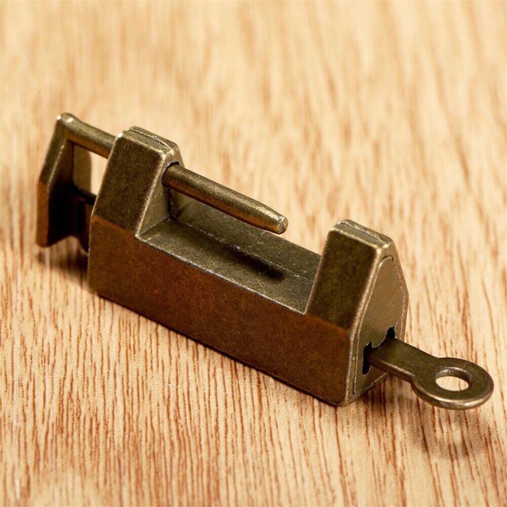 Chinese Old Style Lock Padlock & Key Jewelry Box Chest Cabinet Art Decorative