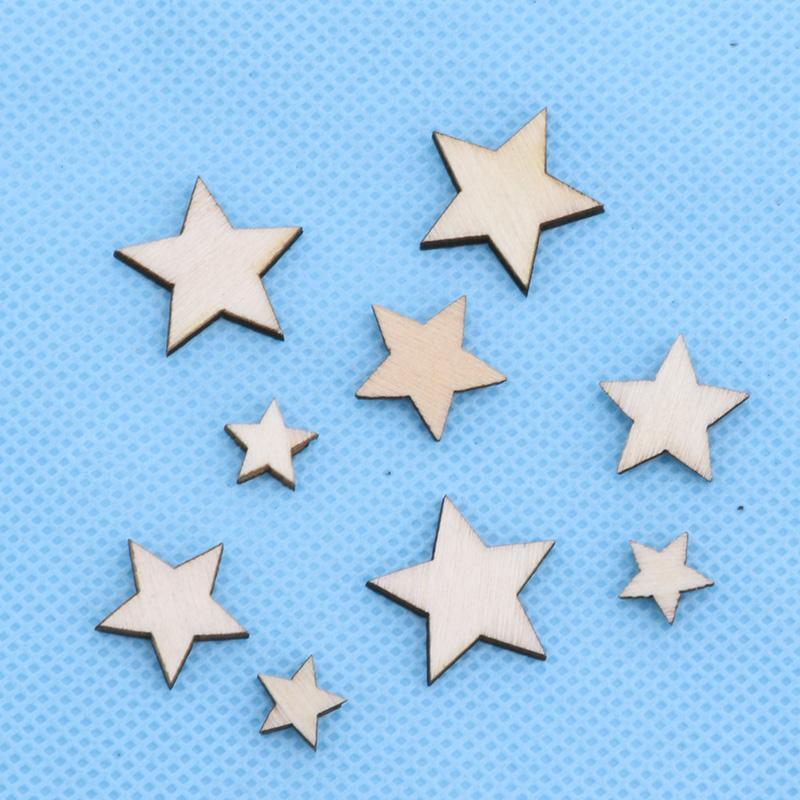 100pcs Wooden Mixed Wood Mini Stars Craft Scrapbooking Wedding Table Decor DIY