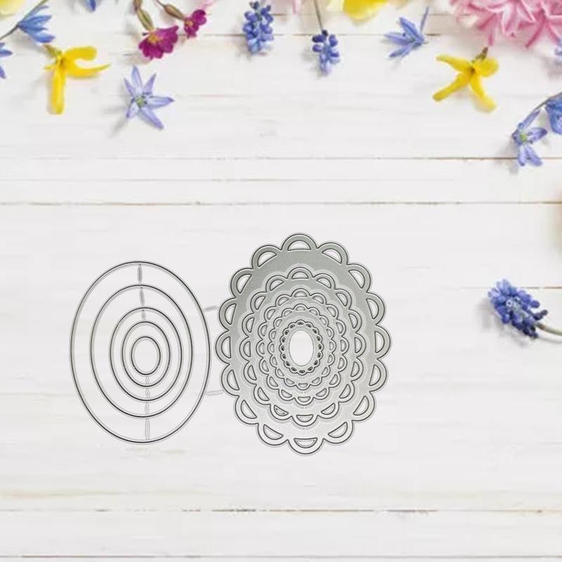 Lace Oval Nesting Frame Metal Cutting Dies Stencil DIY Scrapbooking Template