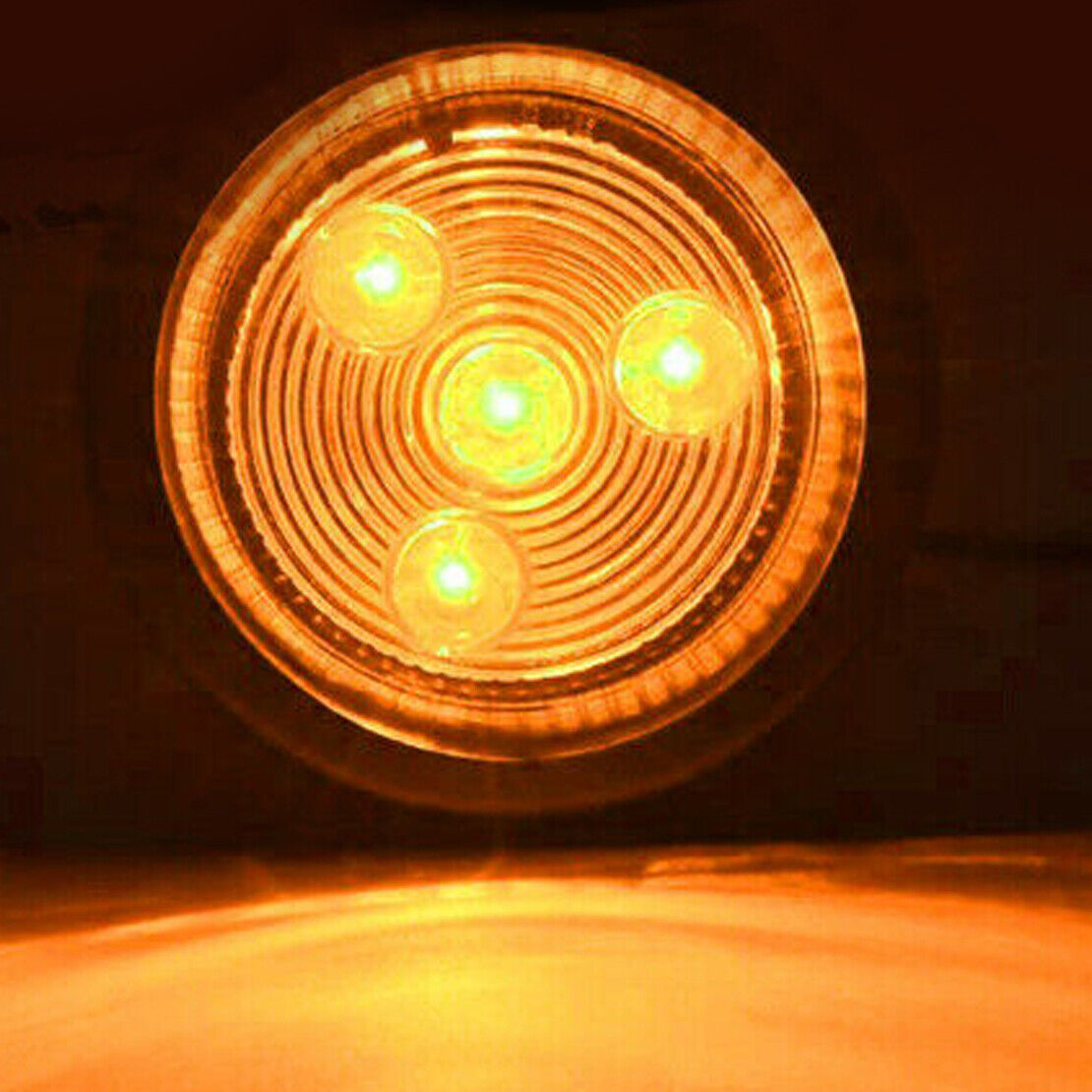 2pcs 4LED 2inch Amber Round Side Marker Clearance Tail Light For Truck Trailer