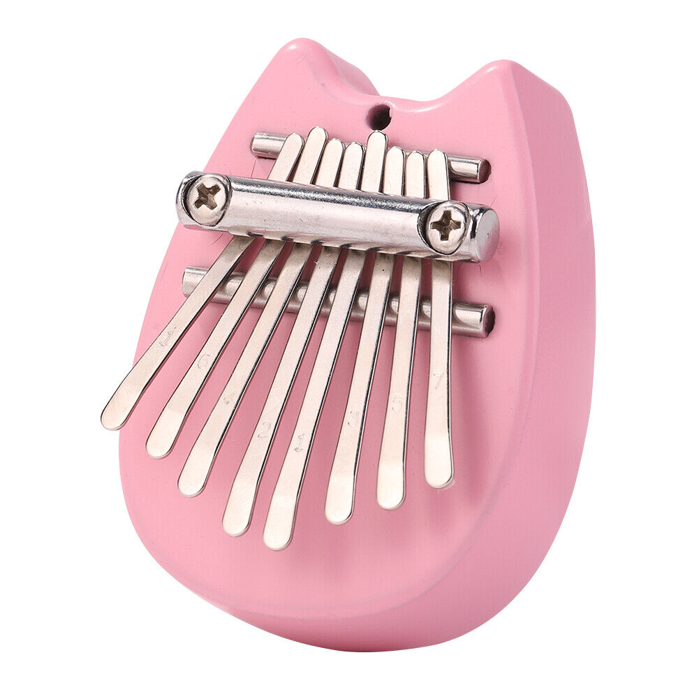 Mini Cat 8-Key Pine Plate Kalimba Finger Piano Musical Mbira Sanza Pink
