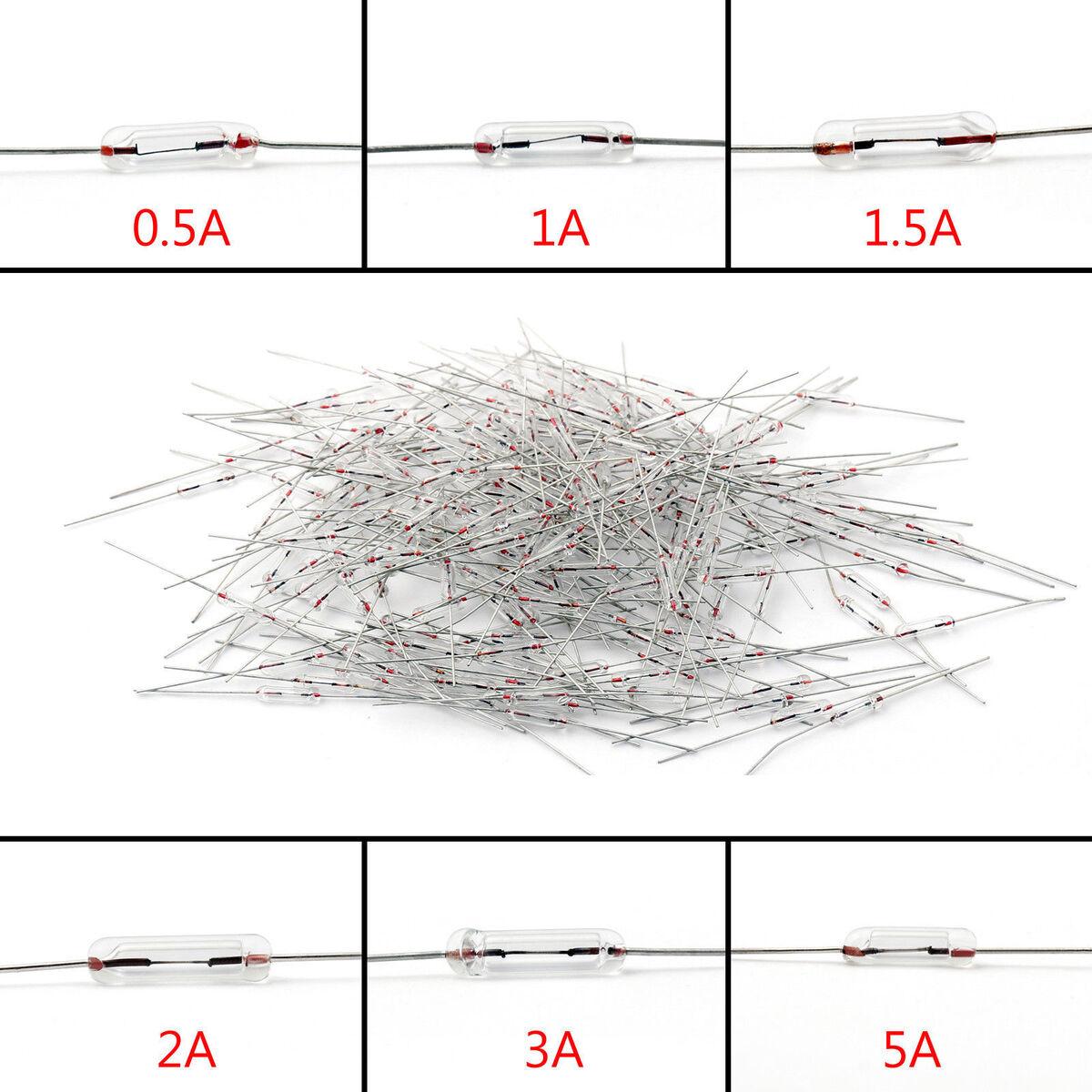 200Pcs Glass Fuse Tube Axial With Lead Wire Fast Blows Fuse 3x10mm 250V/5A BS1