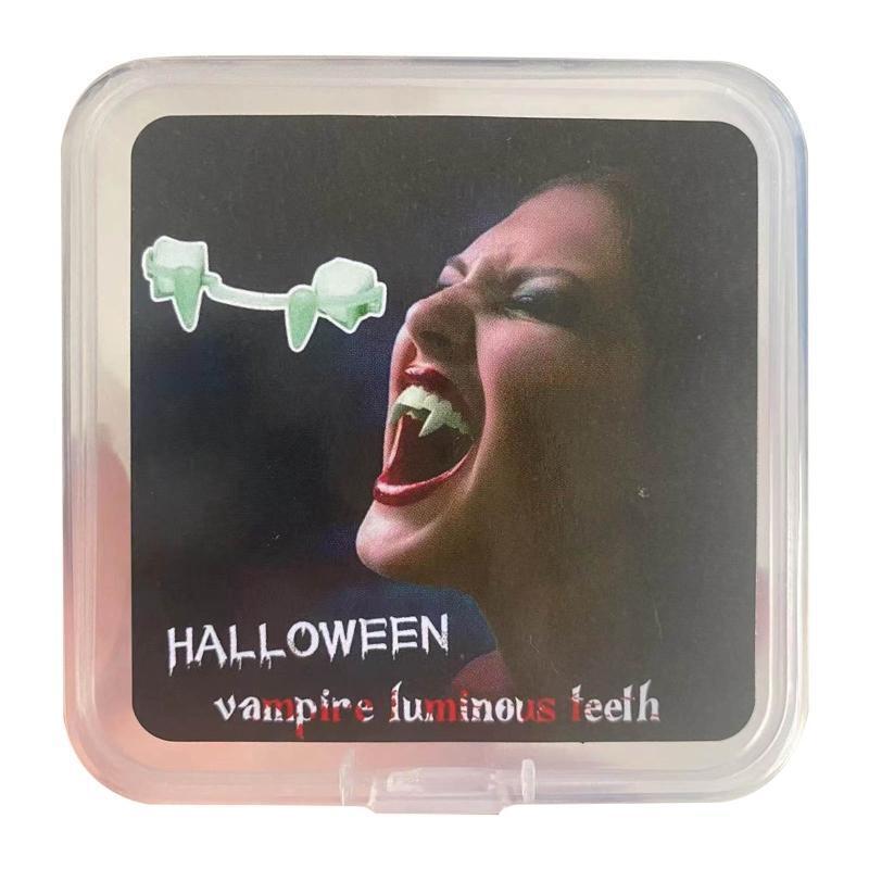 Halloween White Teeth Fangs Teeth Luminous Vampire Fang Retractable Funny Dress