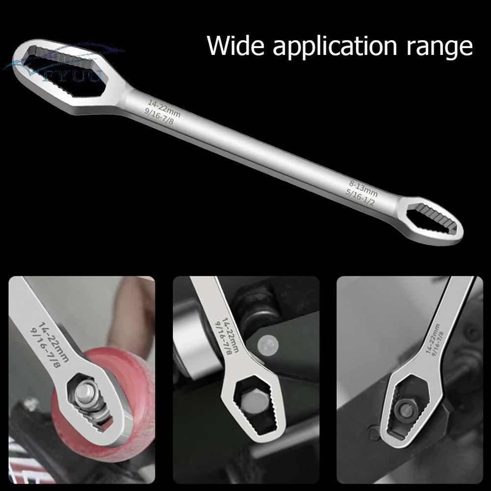 Multi-purpose 8-22mm Double-Head Self-Tightening Adjustable Torx / Rachet Wrench