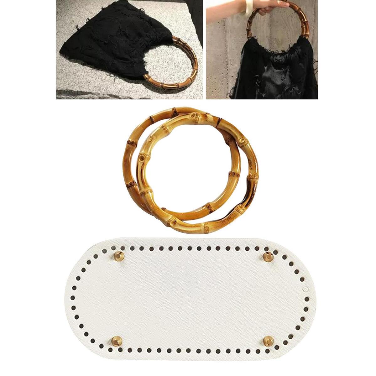2x DIY Knitting Shoulder Bags Bottom Mat Pads Cushion Purses Yellow White