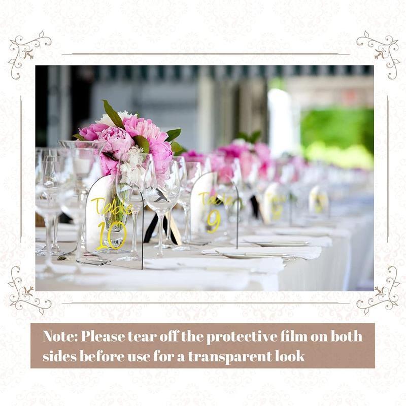5pcs DIY Acrylic Arch Table Number Clear Acrylic Sign with Stand for Party Decor