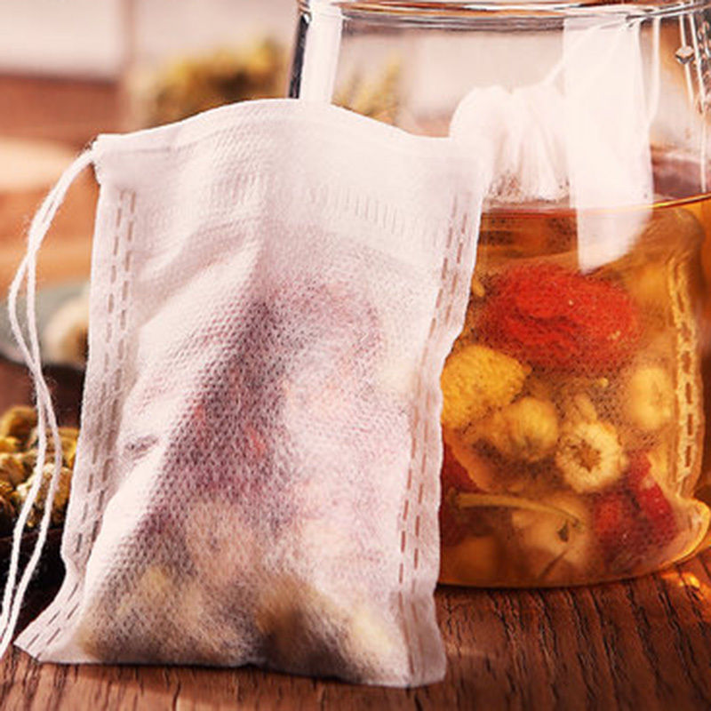 100Pcs Muslin Cotton Drawstring Reusable Spices Herbs Food Filter Bags 8X10cm