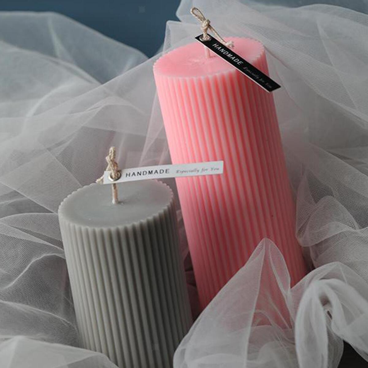 2pcs Handmade Candle Mold Acrylic Stripe Cylinder Rib   Making