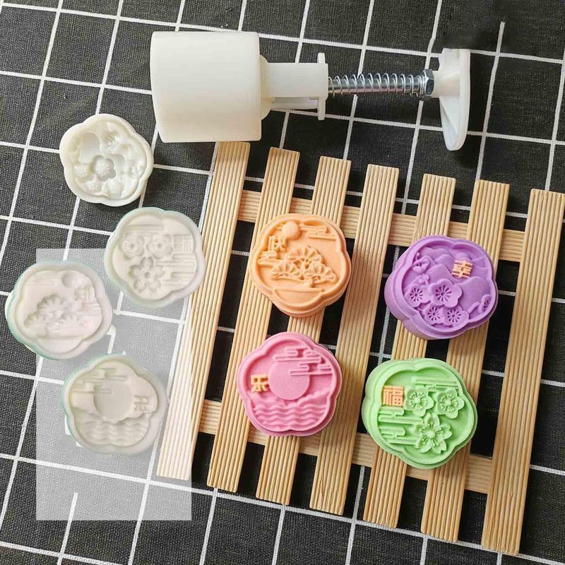 Cakes Molds Mooncake Cookie Moulds Cutter Hand Pressure Plastic Baking Accessory