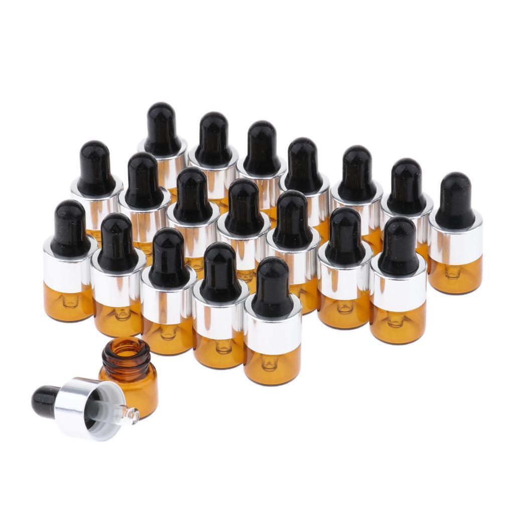 20pcs Mini Refillable Glass Plastic Dropper Bottle for Essential Oils 1ML