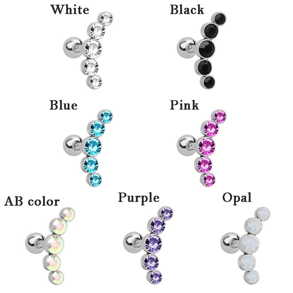 Gem Opal 16G Stud Earrings Ear Piercing Cartilage Helix Tragus Body Jewelry