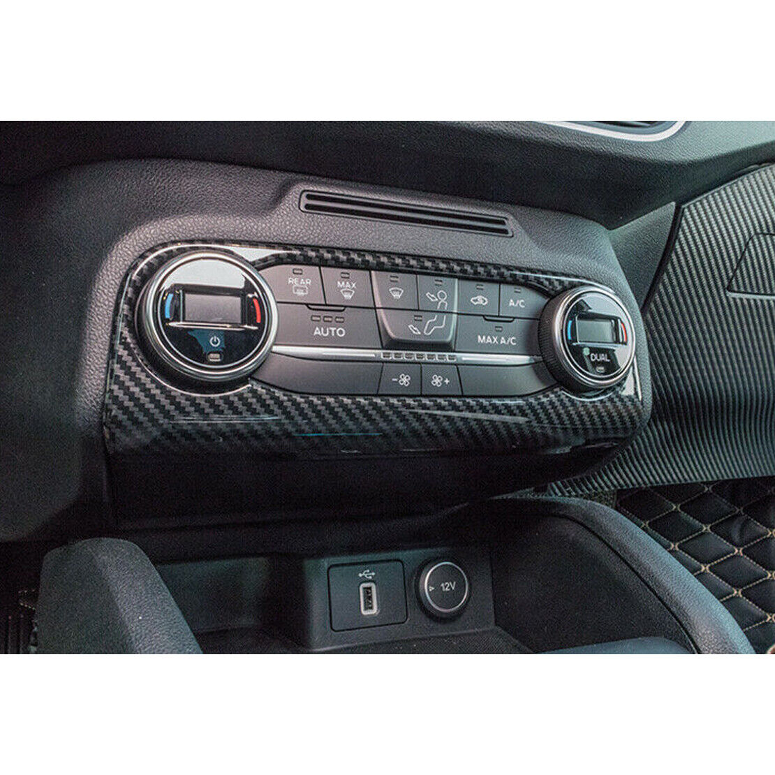 Carbon Fiber ABS Console Air Condition Panel Cover Fit for Ford Focus 2019-2020