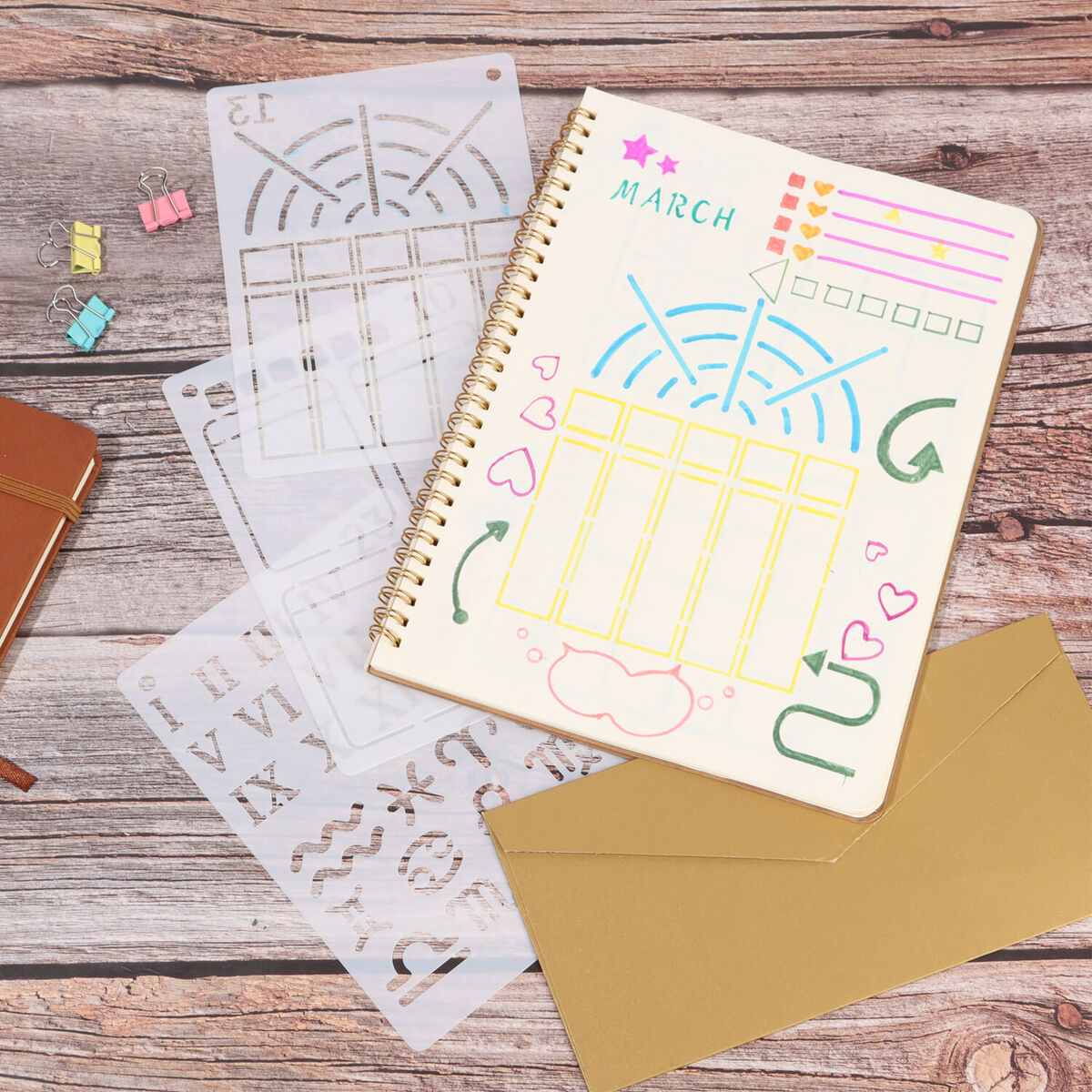 DIY Journal Stencil Set Doodle Template Journal Stencils Journaling Supplies