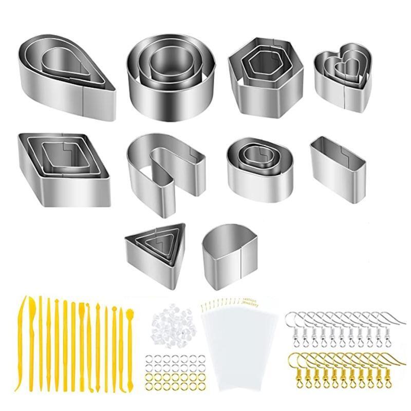 Stainless Steel Earring Cutter 178 Pcs Polymer Clay Cutters 10Shapes Clay Cutter