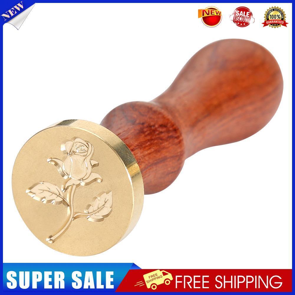 DIY Wax Seal Stamp Rose Pattern Fire Painting for Stamping Envelope (C)