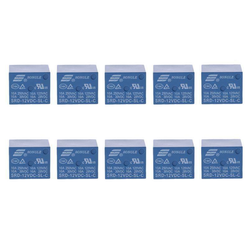 New High Quality 10 PCS 5 Pins RELAY 12V DC Coil Power Relay PCB