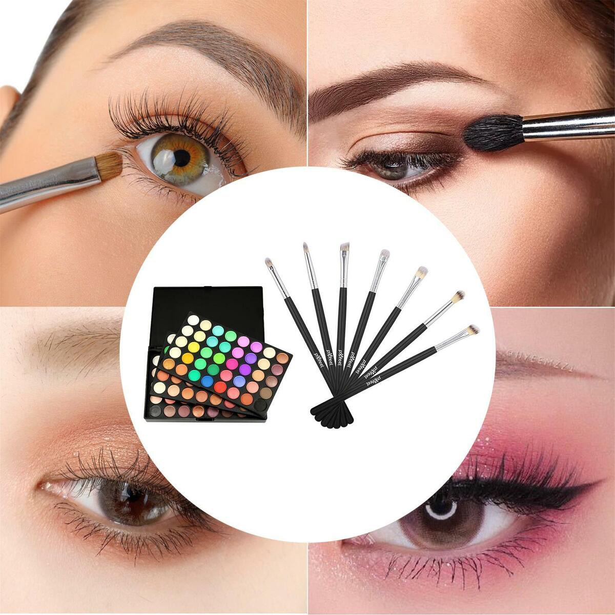 120  Eyeshadow  with 7 Brushes, Shimmer Matte Eye Shadows, Party