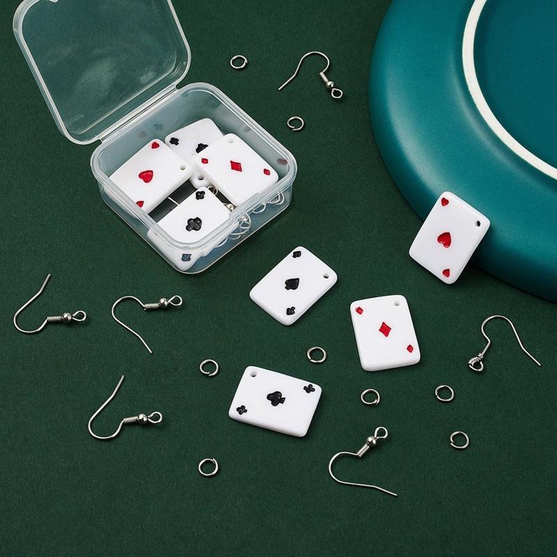 Funny Playing Card Earring Supply Kit for Jewelry DIY Making Valentine's Day