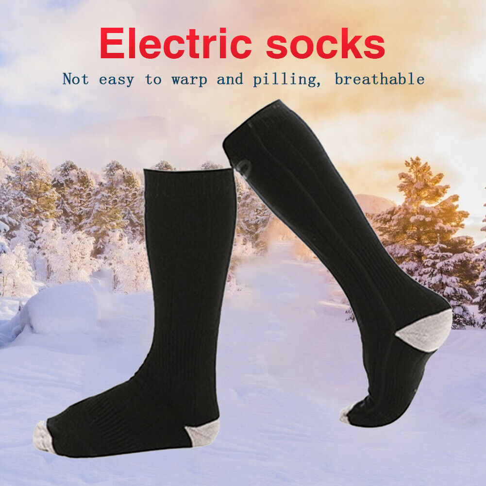 2pcs Electric Heating Socks Foot Warmer Stockings (Black 4500mAh Battery)