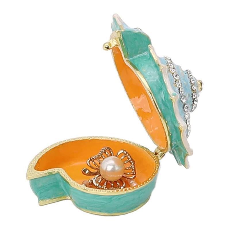 Blue Conch Shell Jewelry Box Creative Trinket Box Collectible Ring Jewelry Case