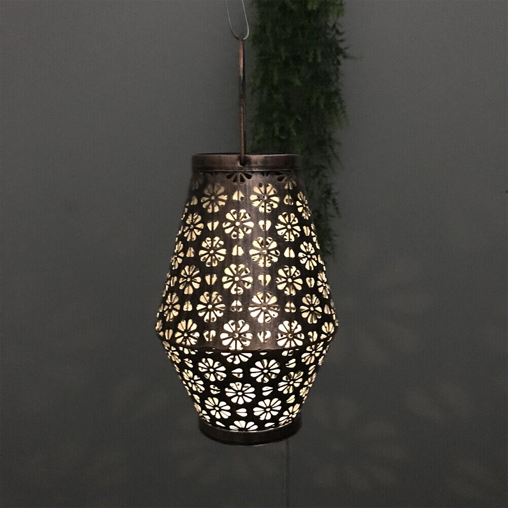 Solar Metal Hollow Projection Lamp Outdoor Hanging Light Garden Ornaments