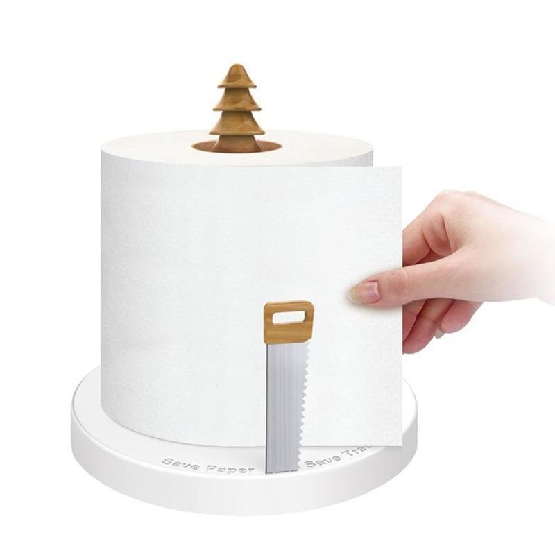 Roll Paper Towel Holder Stainless Steel Gear Blade Tissue Stand Napkin Shelf