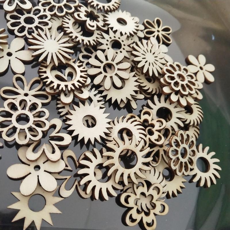 50 Pcs/Set Natural Wood Slices for Wedding Table Scatter Decorations Ornaments