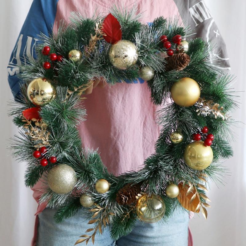 Front Door Wall Decor Xmas Decoration Wreath Xmas Wreath Pendant Flower Garlands